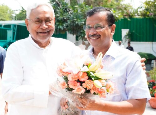 Bihar Chief Minister Nitish Kumar With His Delhi Counterpart Arv