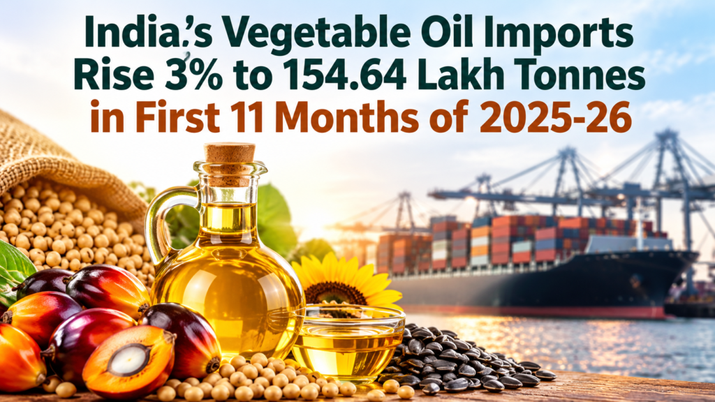 India’s Vegetable Oil Imports Rise 3% to 154.64 Lakh Tonnes in First 11 Months of 2025-26